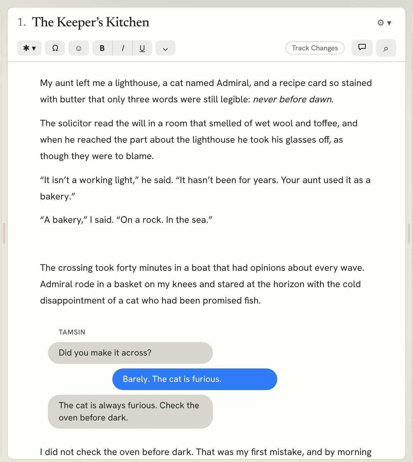 the editor with the toolbar above the text